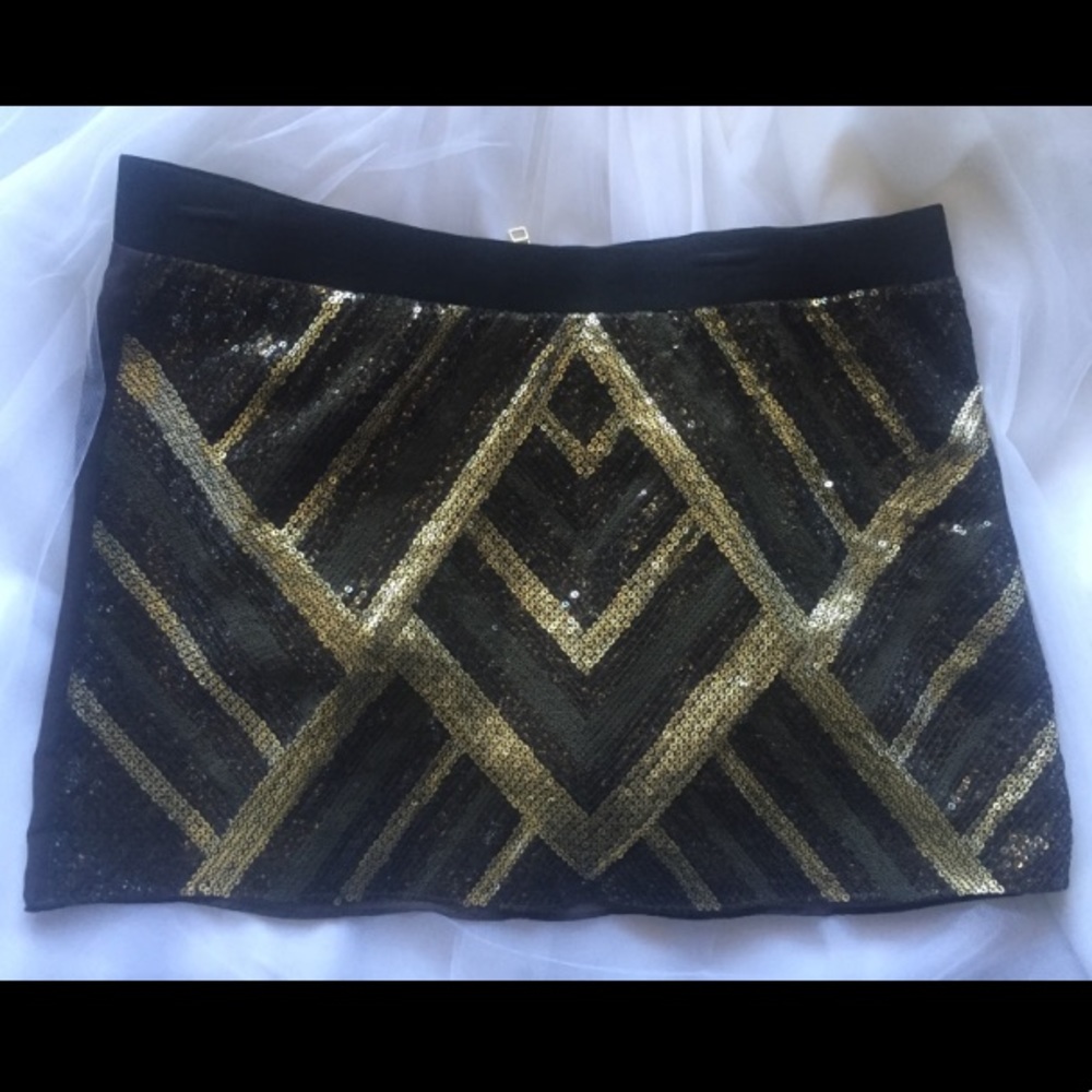 Ai Black & Gold sequined mini skirt